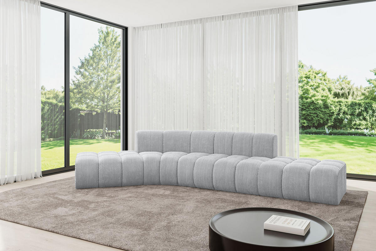 ECKSOFA modulares Sofa Solven-L1 - 380x174x70 cm Grau - Grau, Holzwerkstoff/Textil (380/174cm) - ALTDECOR