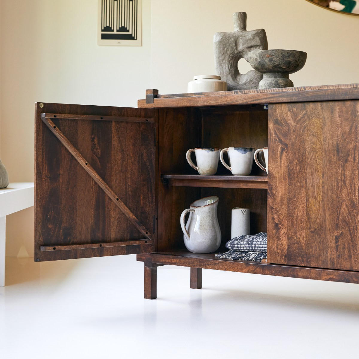 SIDEBOARD Arko Braun aus Mango - Braun, Holz (120/85/40cm) - Tikamoon