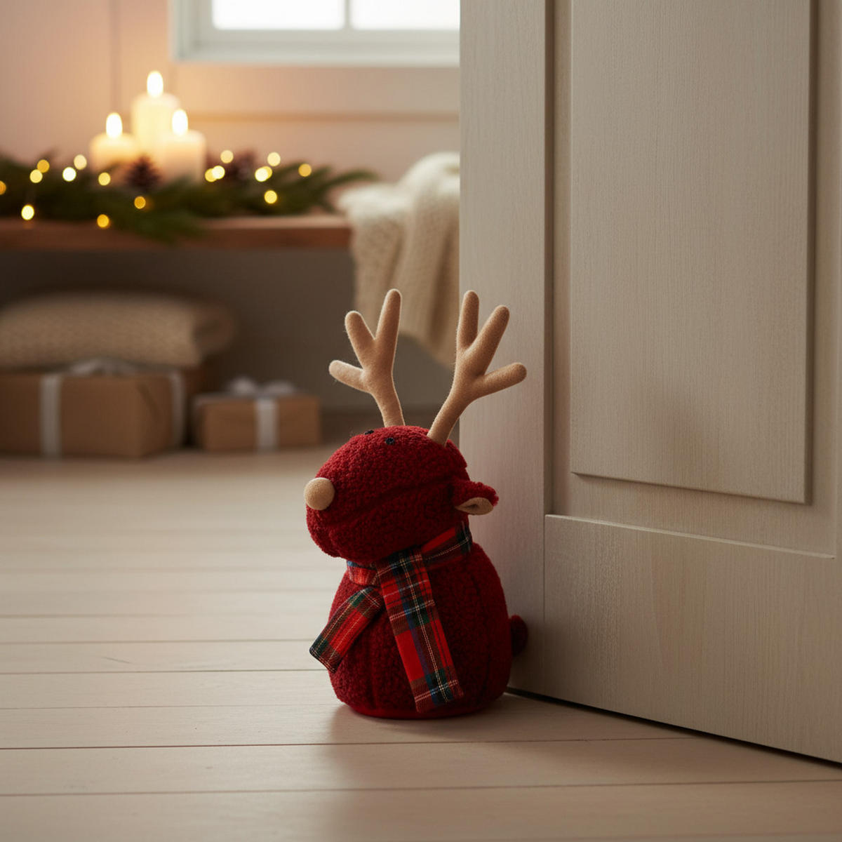 TÜRSTOPPER Rentier - Rot, Textil (20/22cm) - Home Styling Collection