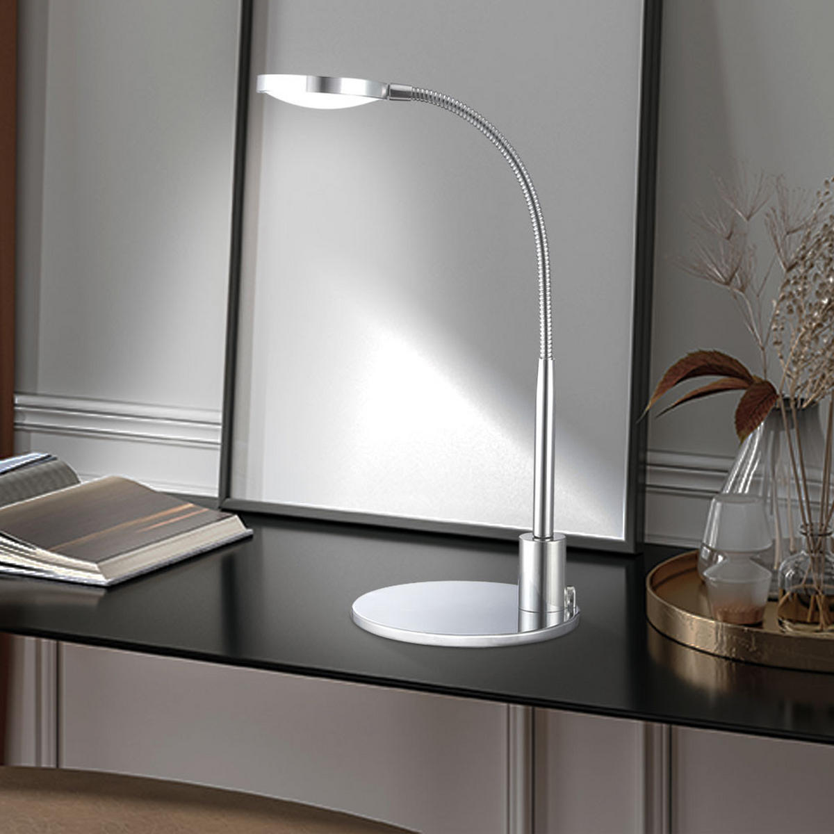 LED TISCHLEUCHTE PEGASI Silber Chrom - Silberfarben, Metall (16/25/44cm) - Globo Lighting