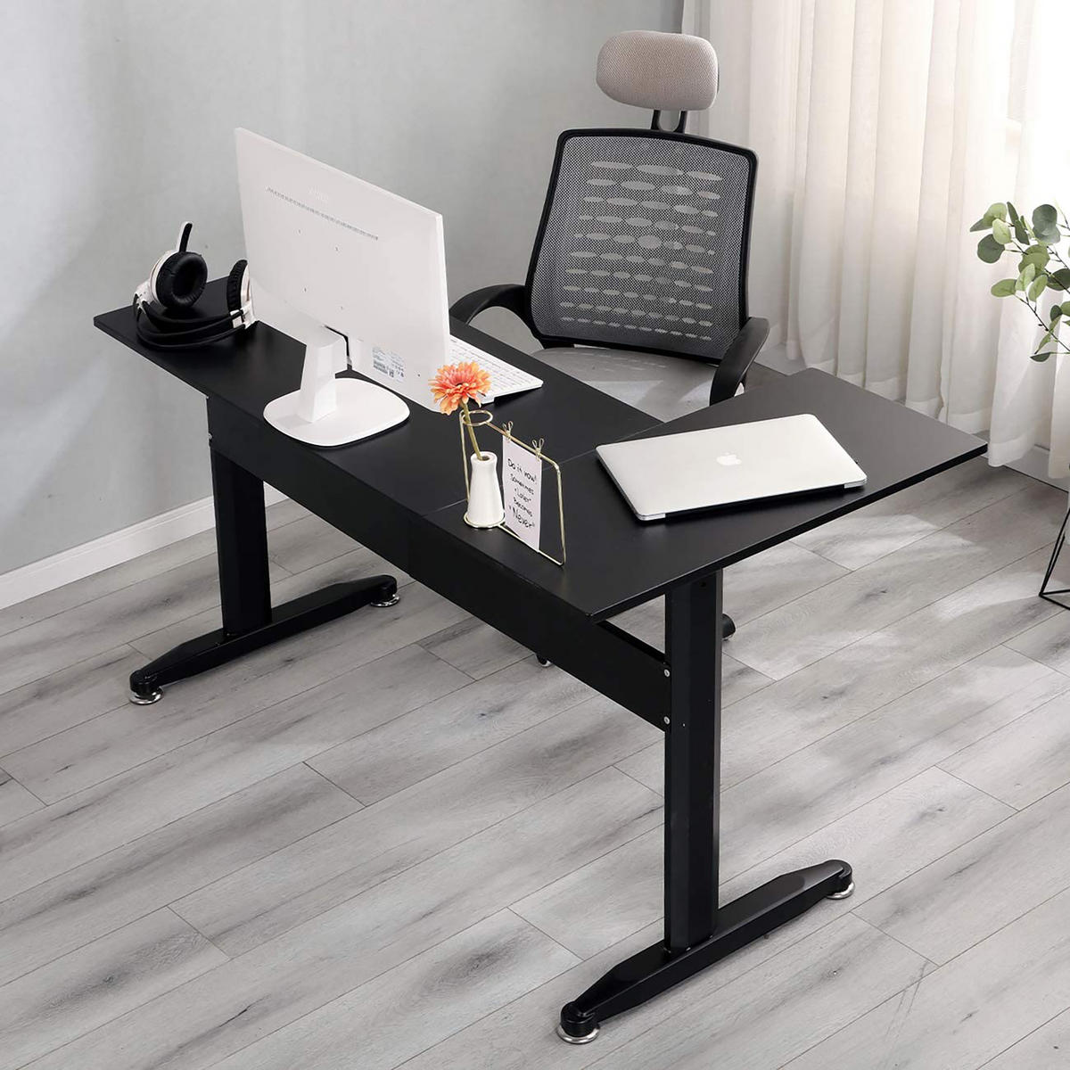 SCHREIBTISCH Schwarz 140/80/75 cm - Schwarz, Holzwerkstoff (140/80/75cm) - DMORA