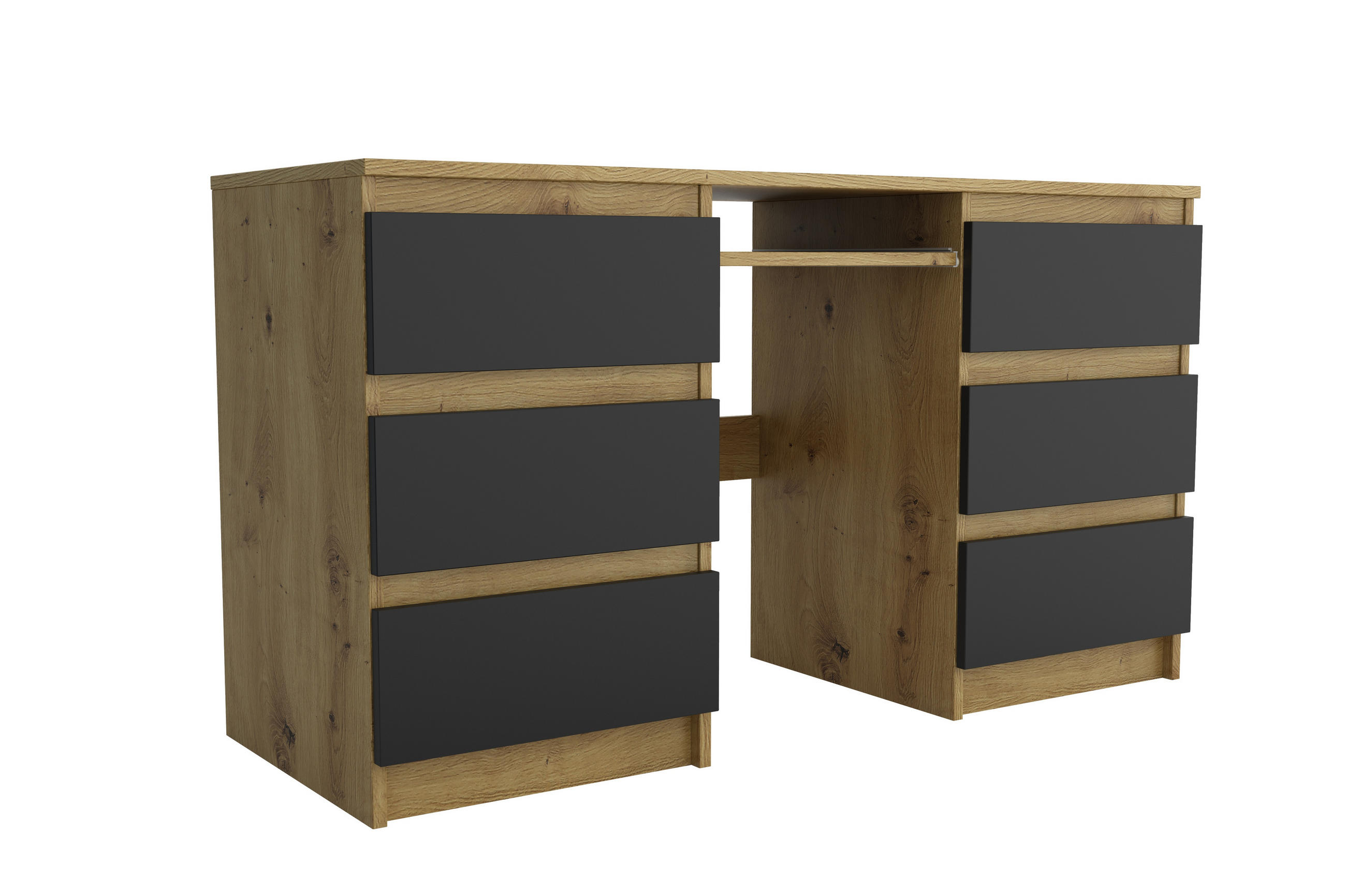 SCHREIBTISCH ANGULO 130x50x75 cm Bürotisch Computertisch, Eiche Artisan - Eiche Artisan, Holzwerkstoff (50/130/75cm) - MASSENO