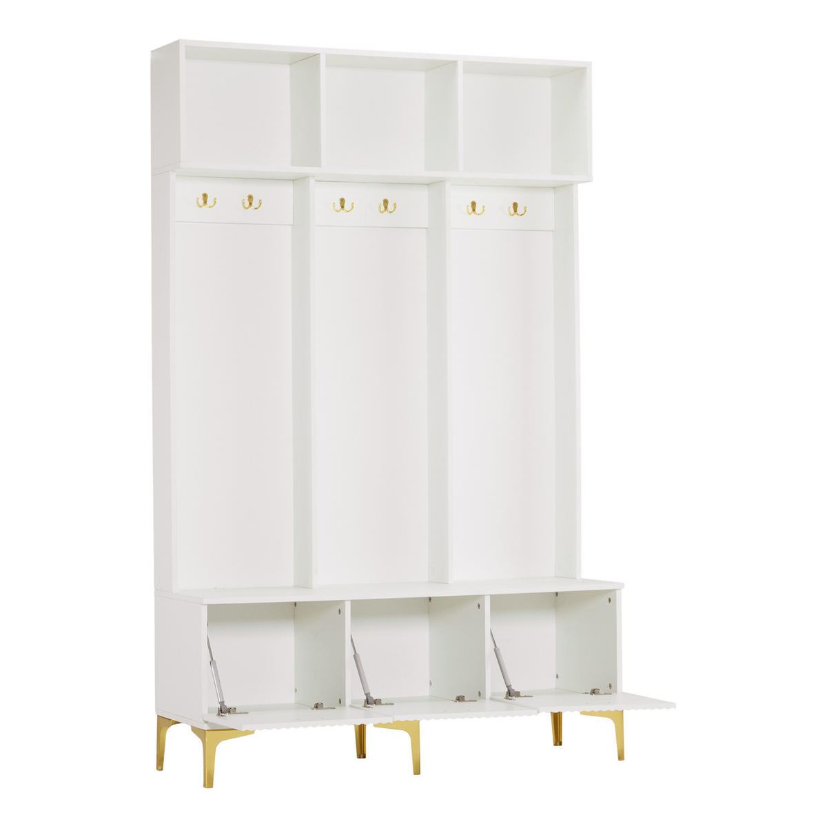 GARDEROBENSET mit Bank 120 x 23,5 x 191,5 cm Weiß - Weiß, Holzwerkstoff (40/191/120cm) - Beauniv