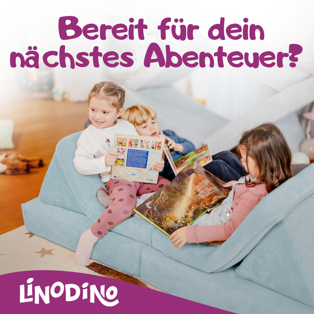 KINDERSOFA Spielparadies - Blau, Textil (66/52/150cm) - Linodino