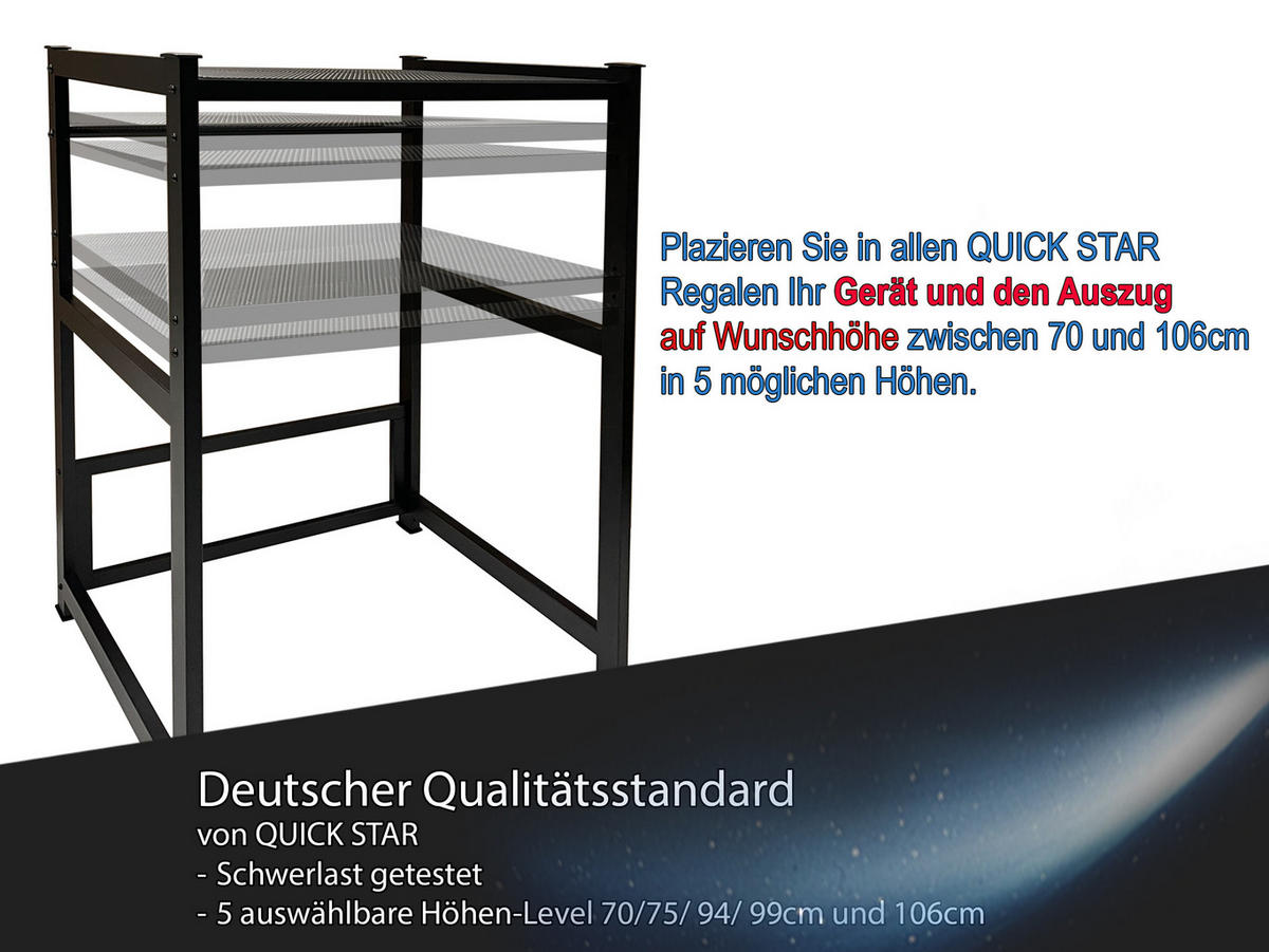 WASCHMASCHINENREGAL 74x65x111cm - Schwarz, Metall (74/111/65cm) - QUICK STAR