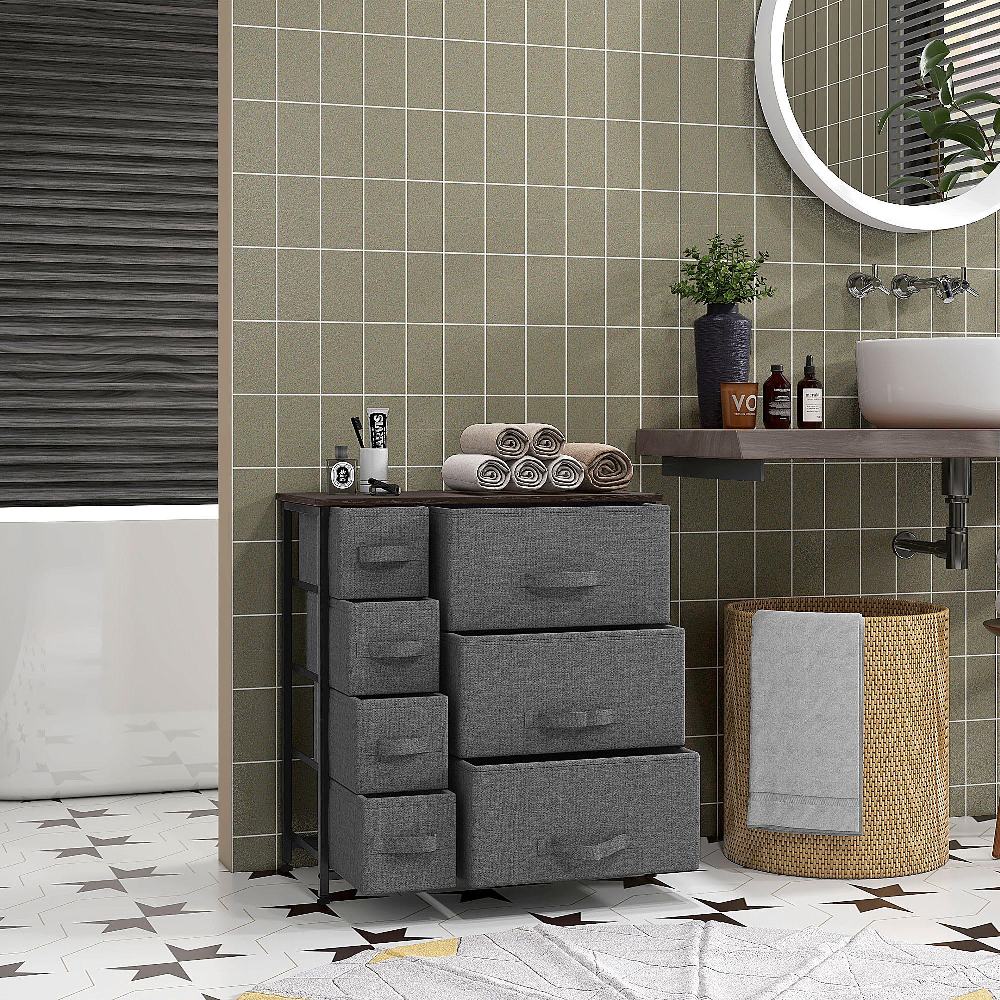 Thumbnail - Homcom Schubladenschrank, Dunkelgrau, Metall, 30x71x63.5 cm, Wohnzimmer, Kommoden & Sideboards, Kommoden