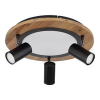 LED DECKENLEUCHTE Holz Braun - Braun, Metall (40/40/18cm) - Globo Lighting