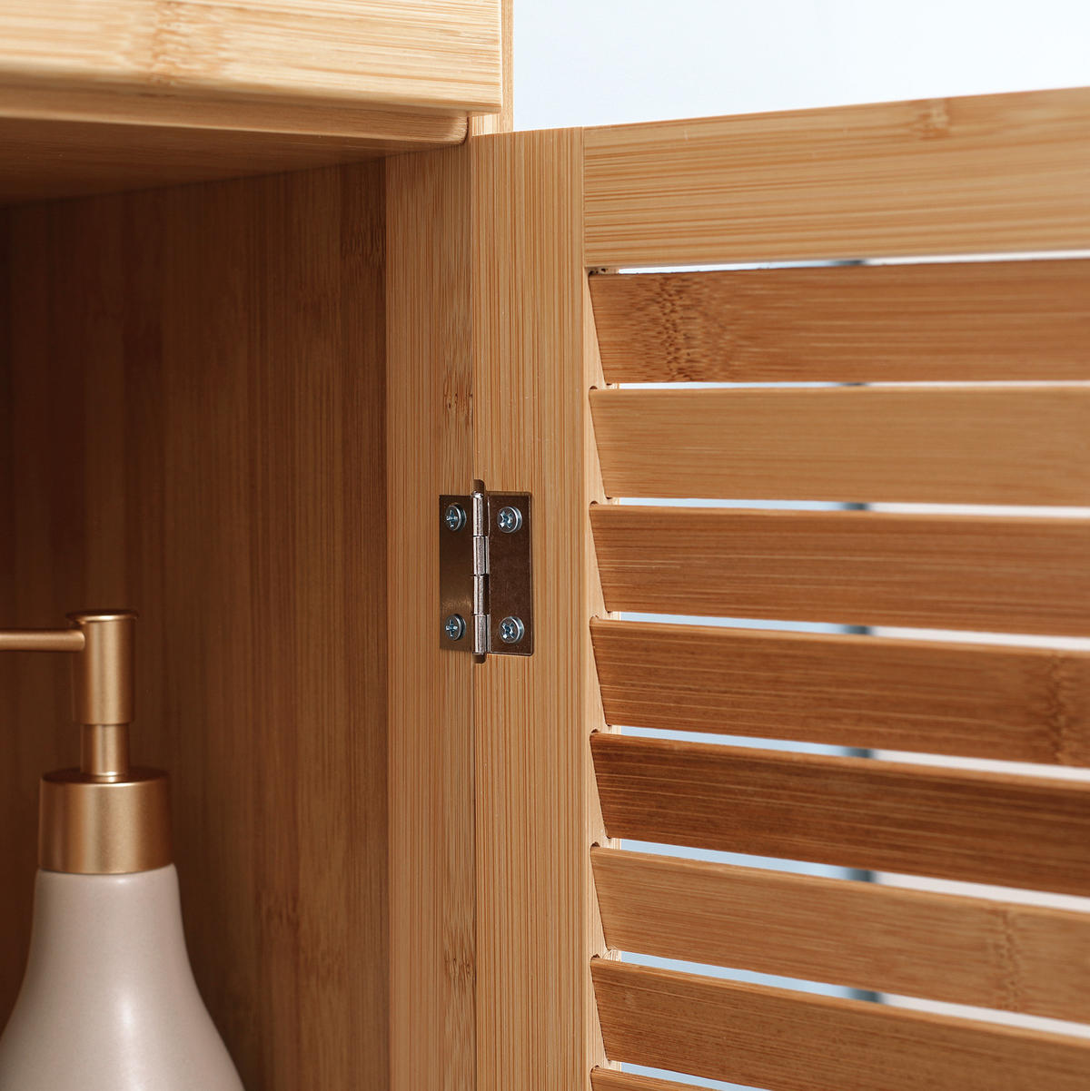 HOCHSCHRANK 32/30/163 cm aus Bambus mit Lamellentür und Schublade Natur - Naturfarben, Holzwerkstoff (32/163/30cm) - Modenvie