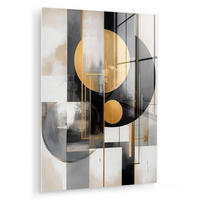 ACRYLGLASBILD Abstrakt - Gold - Silber - Formen - Ästhetisch - Modern 60x80 cm - Goldfarben, Glas (60/80cm) - MuchoWow