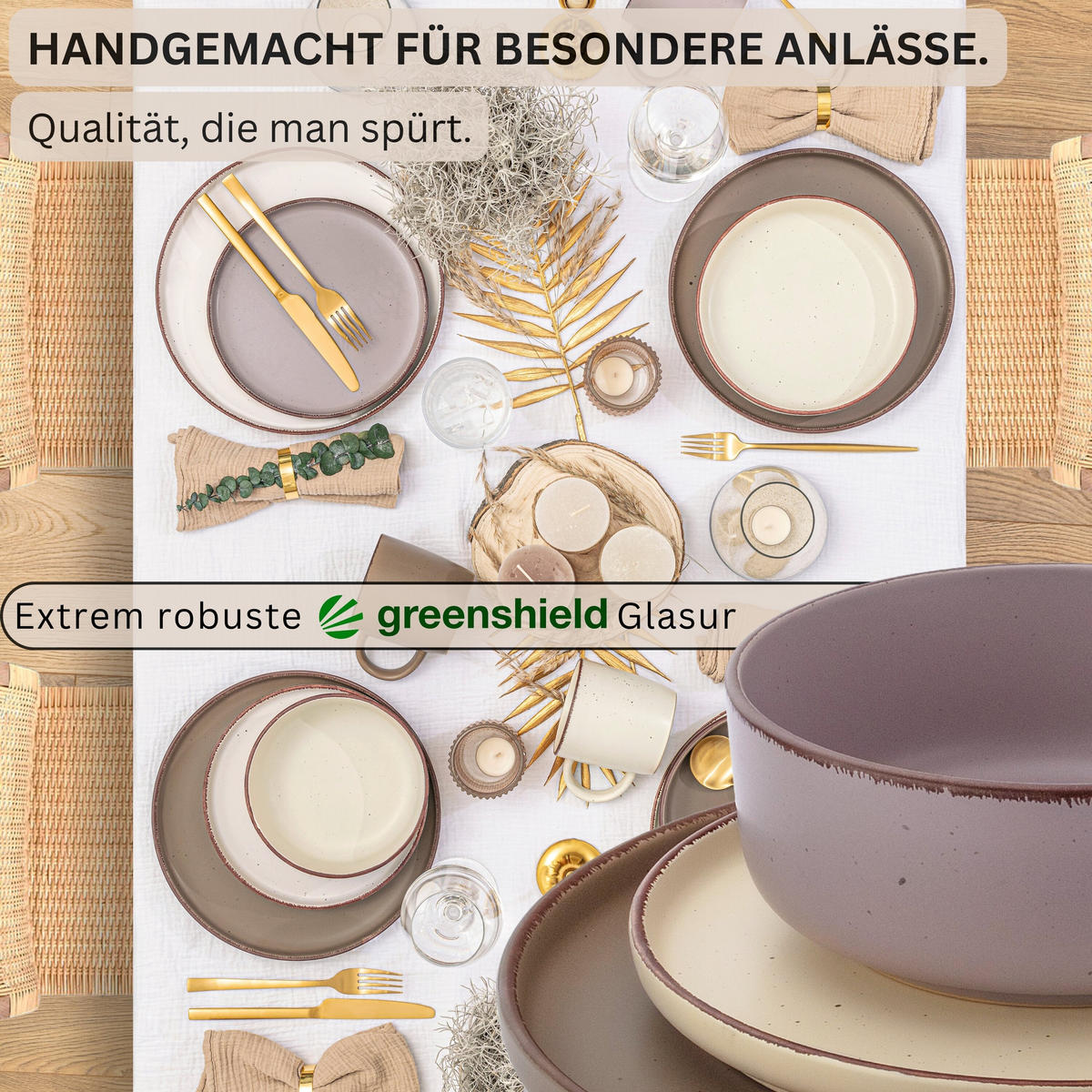 TAFELSERVICE BOMBAY ERDFARBEN - 12 tlg aus Steingut - Multicolor, Stein (27/9.5/27cm) - Sänger