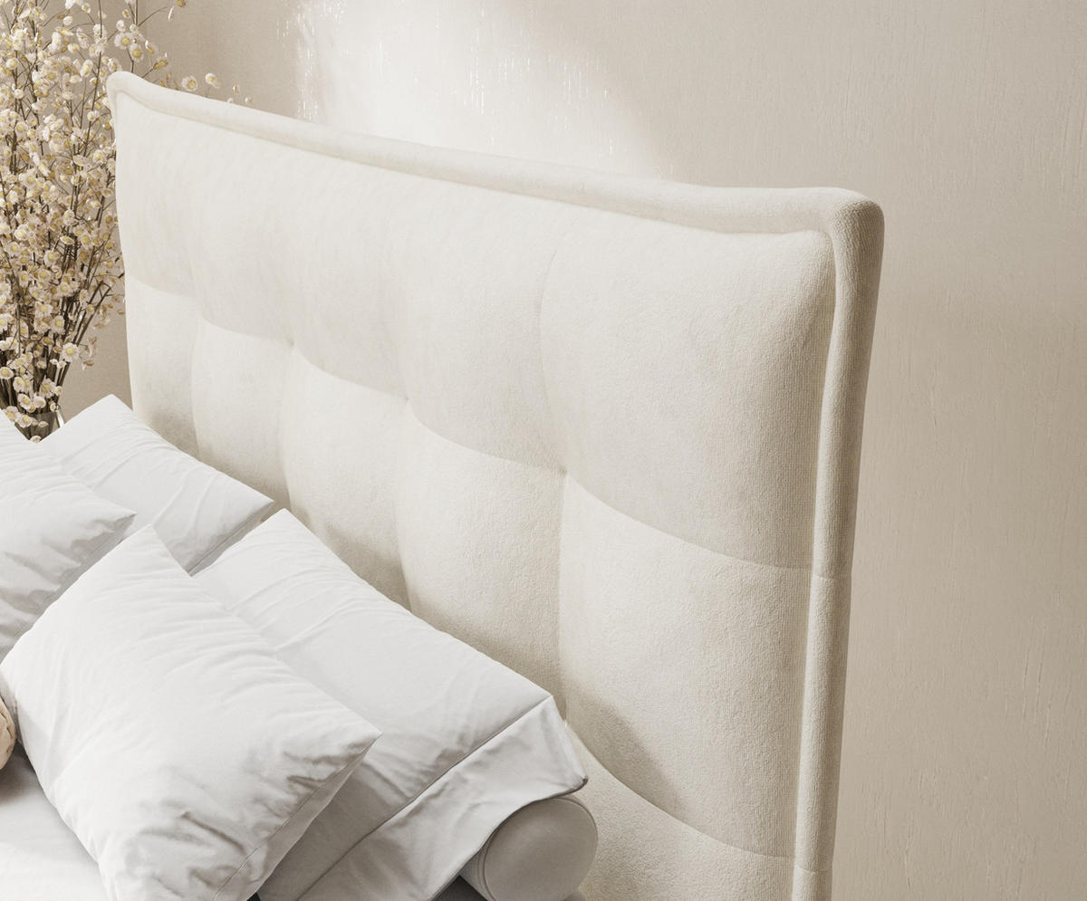 BOXSPRINGBETT Minori Creme 180/200 cm mit Latex-Topper - Silberfarben/Creme, Holz/Holzwerkstoff (180/200cm) - Maison de Reve