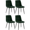 STUHL 4er Set Samt Grün - Schwarz/Grün, Textil/Metall (45/84/55cm) - CLP
