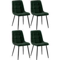 STUHL 4er Set Samt Grün - Schwarz/Grün, Textil/Metall (45/84/55cm) - CLP