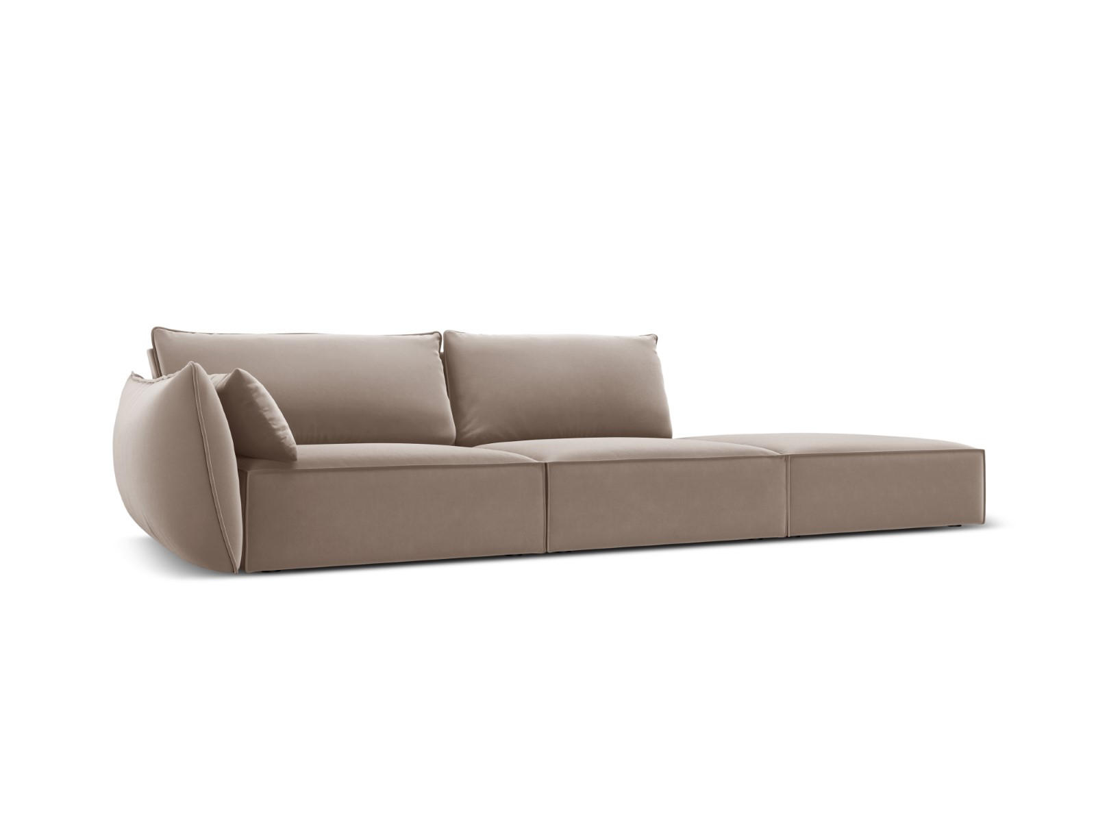 RECHTES-SOFA Kaelle aus Samt cappuccino 4 Sitzplätze - Cappuccino, Textil (110/85/264cm) - Micadoni