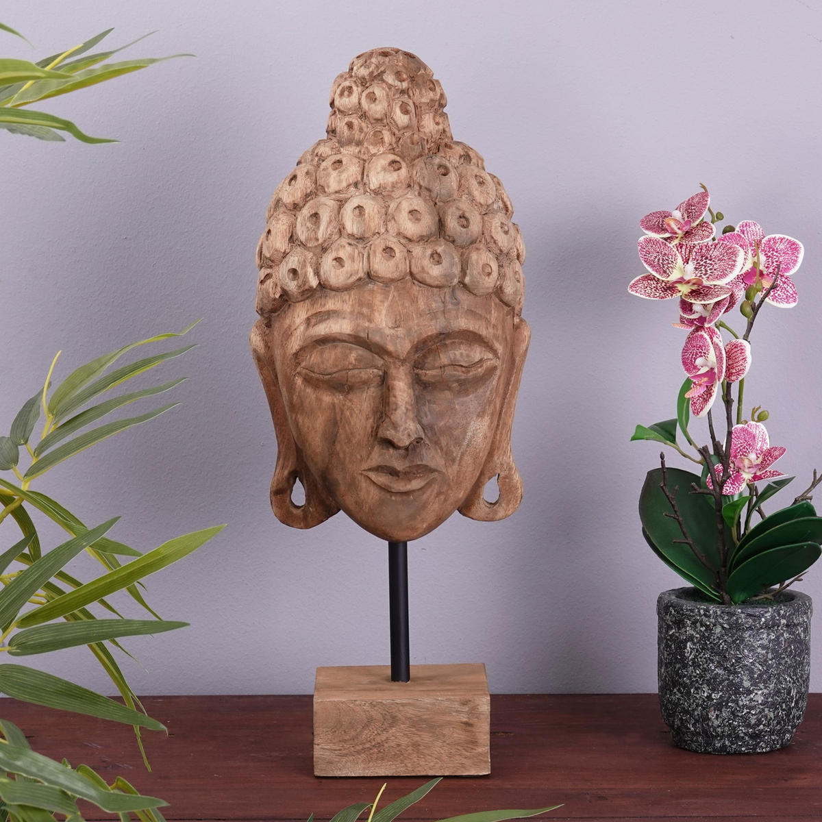 SKULPTUR Buddha Bali Mangoholz, auf Sockel naturfarben - Naturfarben, Holz (20/49/19cm) - CREEDWOOD