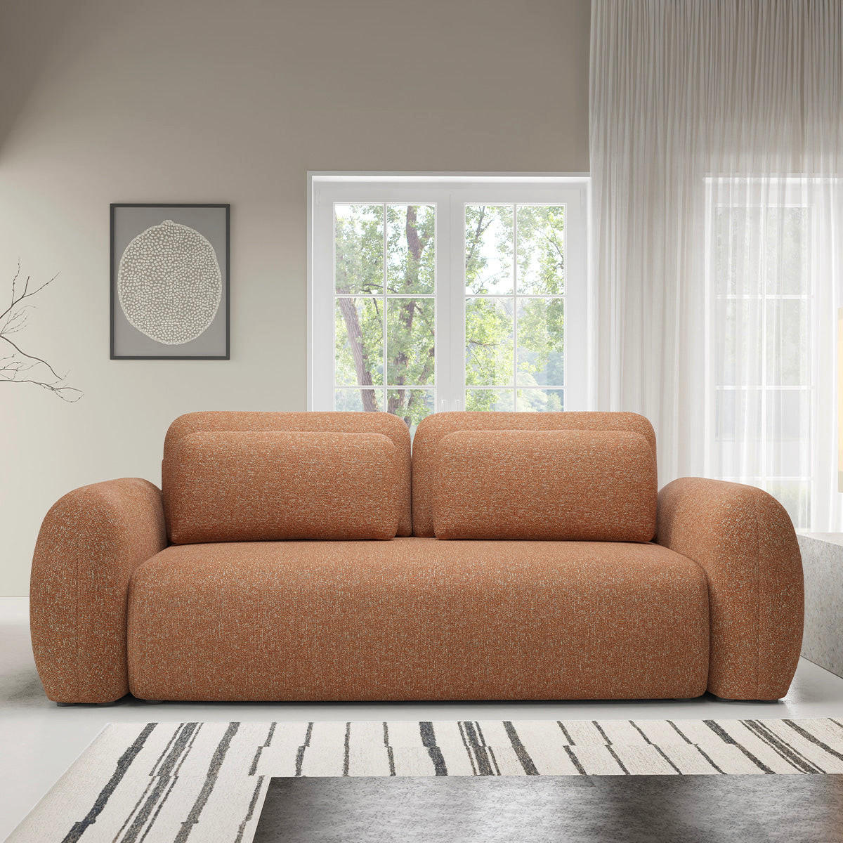SOFA Carmela 3 Sitzplätze Orange - Orange, Holz (266/95/121cm) - Petits-meubles