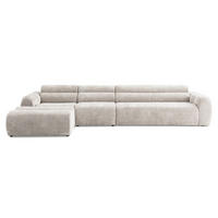 5-SITZER modulares Ecksofa VEER SET 2 Links, 379 x 175 cm, Chenille Webstoff Creme - Creme/Schwarz, Holz/Kunststoff (379/175cm) - Muffo