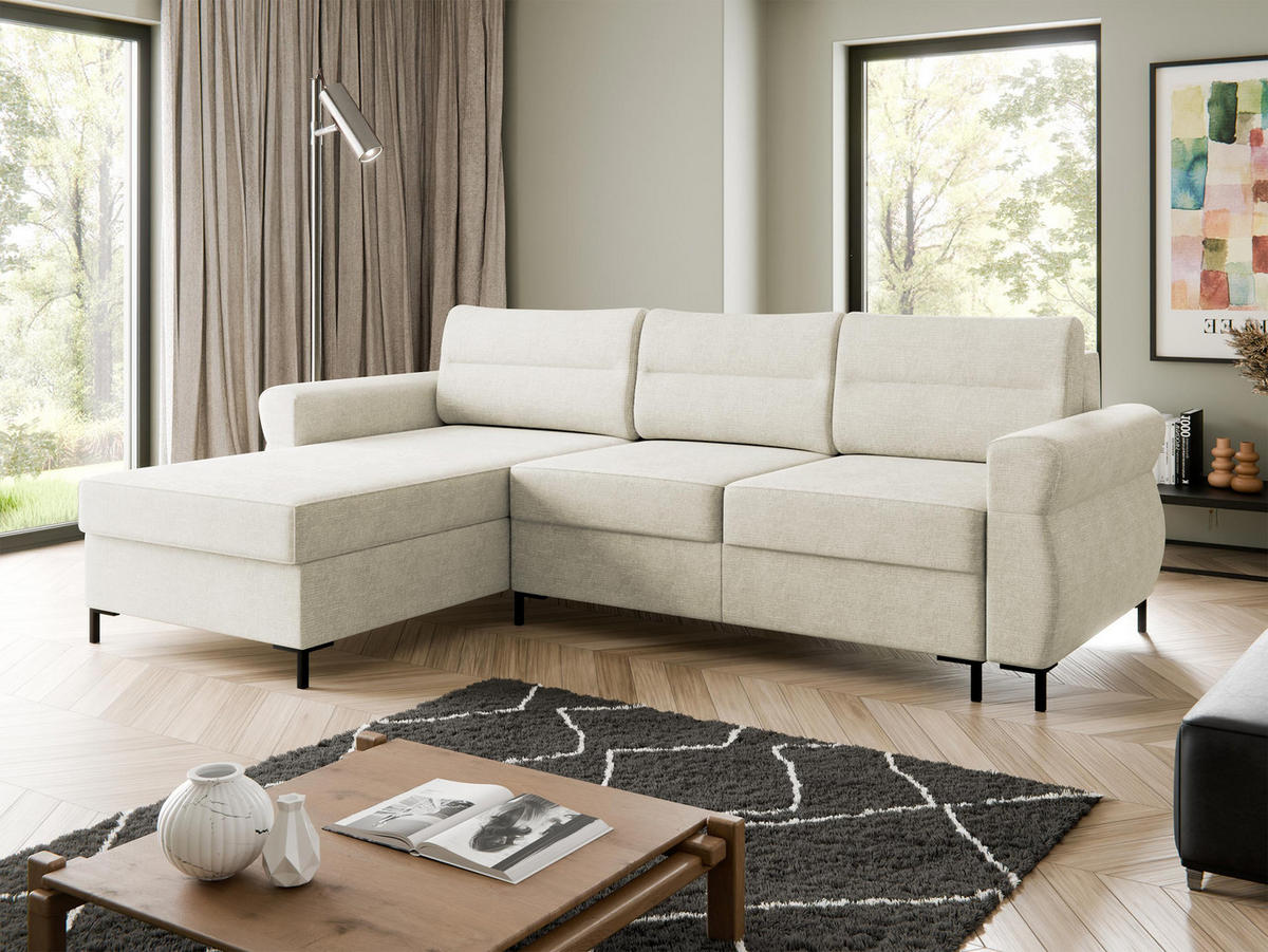 ECKSOFA Berne - Creme/Schwarz, Holz/Kunststoff (258/170cm) - MIRJAN24