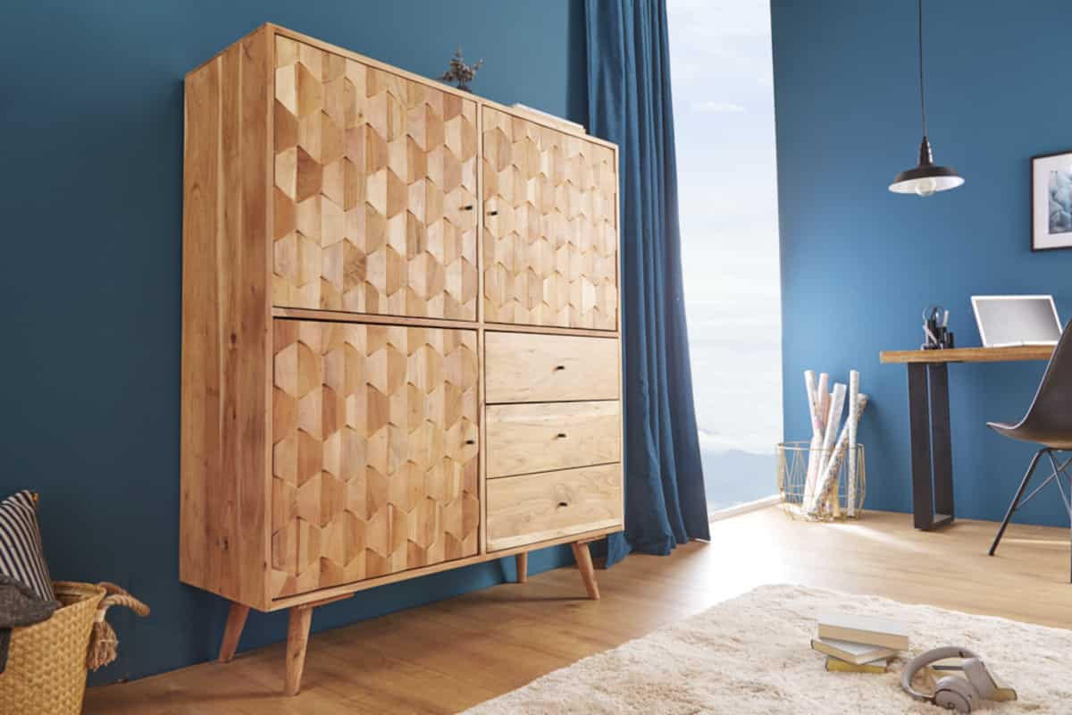 HIGHBOARD MYSTIC LIVING Natur Akazie 140cm - Braun, Holz (118/140/40cm) - riess-ambiente