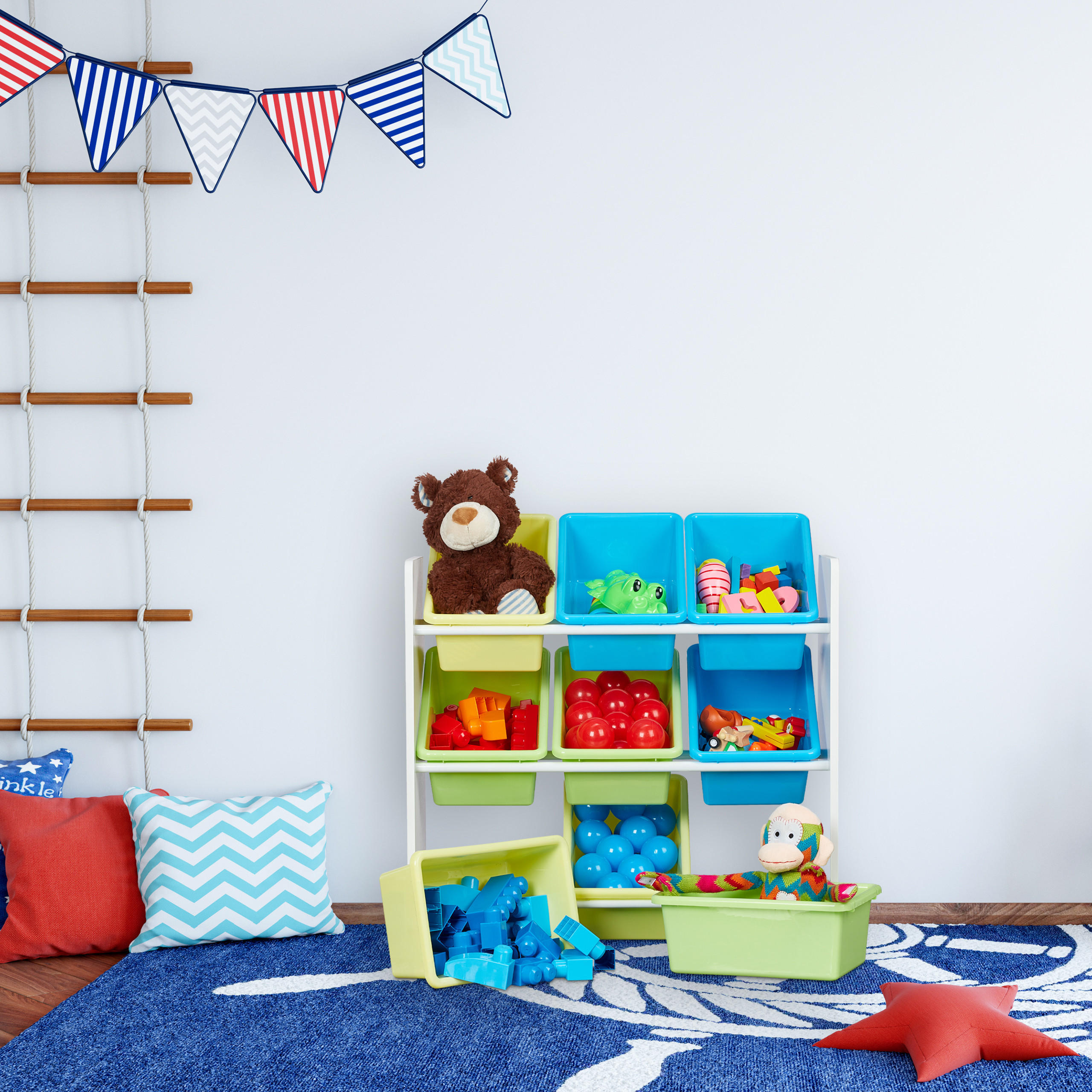 KINDERREGAL - Gelb/Multicolor, Holzwerkstoff/Kunststoff (65/67/31.5cm) - Relaxdays