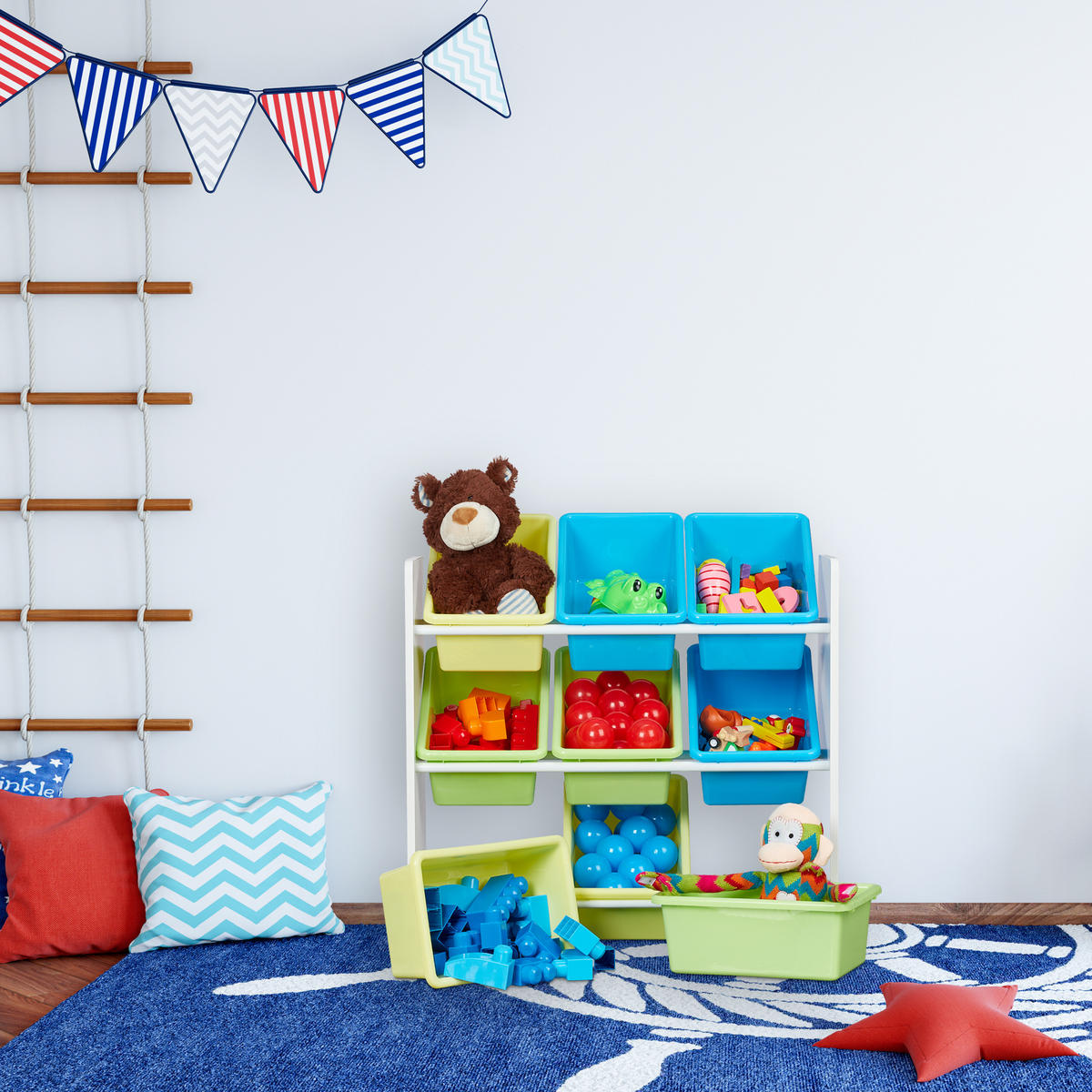 KINDERREGAL - Multicolor, Holzwerkstoff/Kunststoff (65/67/31.5cm) - Relaxdays