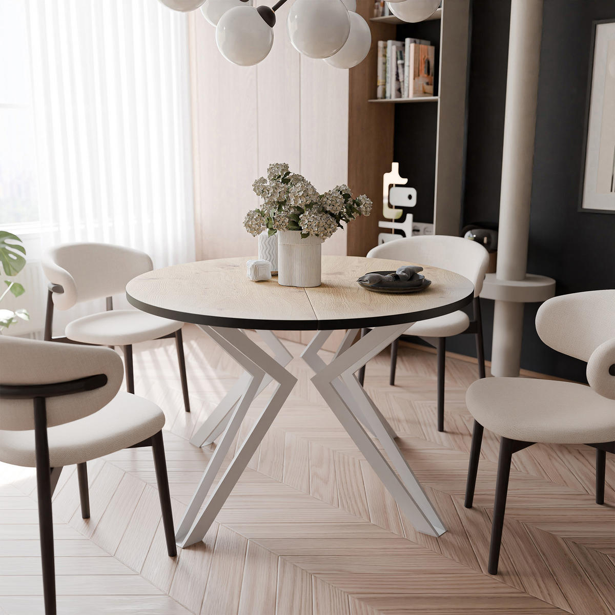 ESSTISCH ausziehbar aus MDF, Braun - Braun/Weiß, Holzwerkstoff (120/120/76cm) - Idohome