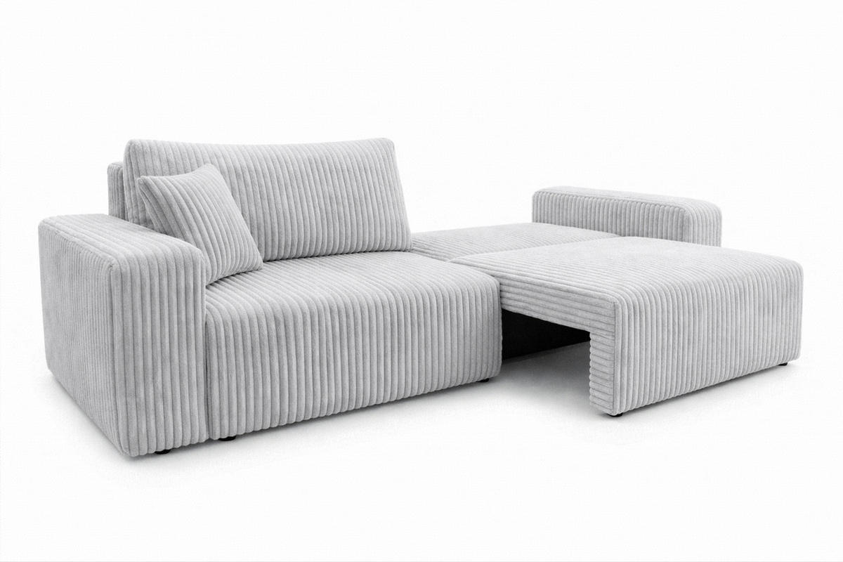 SOFA Mit Schlaffunktion Und Bettkasten, Cordstoff Tilia, Grau, BEST SCORNER - Grau, Holz (245/83/90cm) - Kaiser Möbel