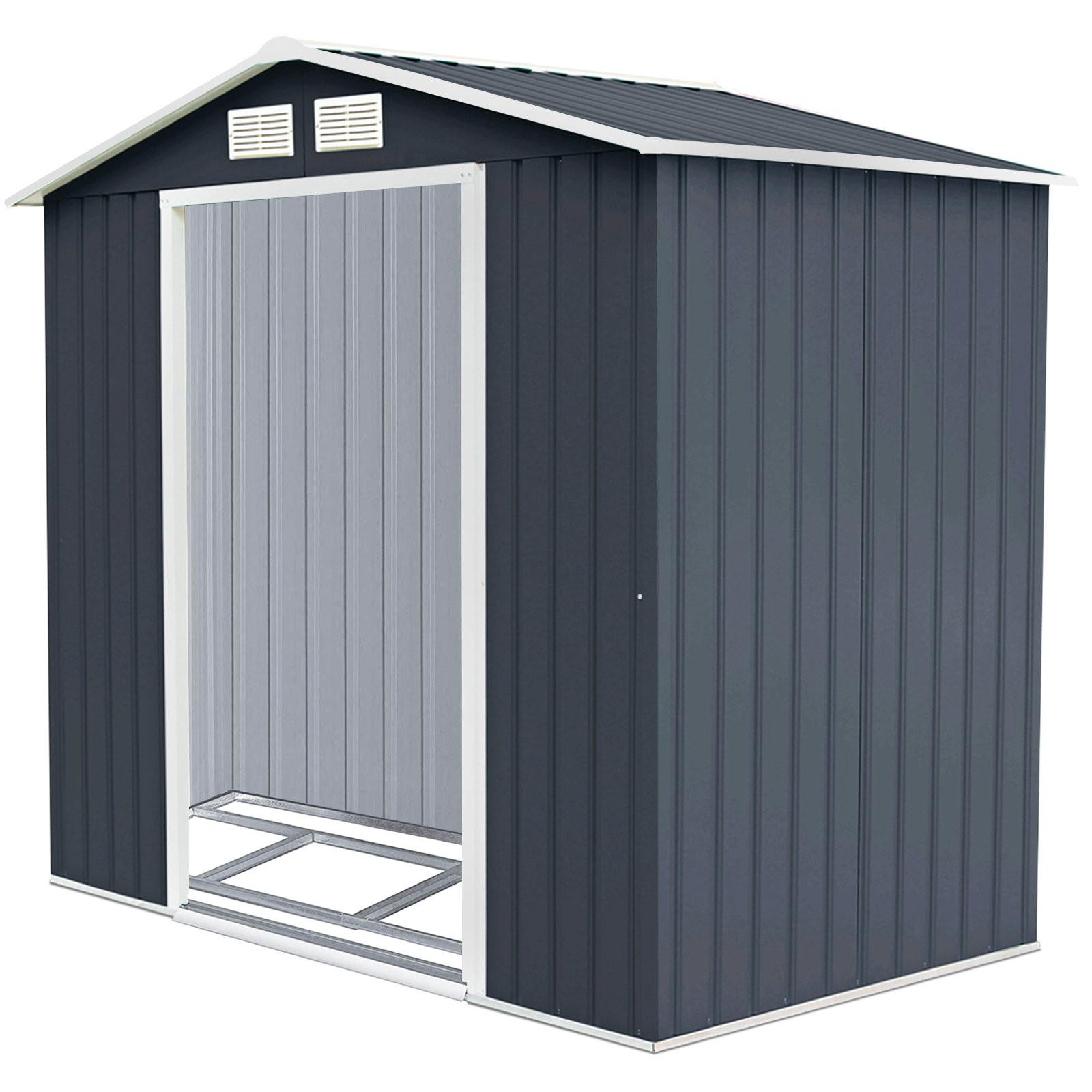 GERÄTEHAUS Dunkelgrau - Dunkelgrau, Metall (127/185/123cm) - COSTWAY