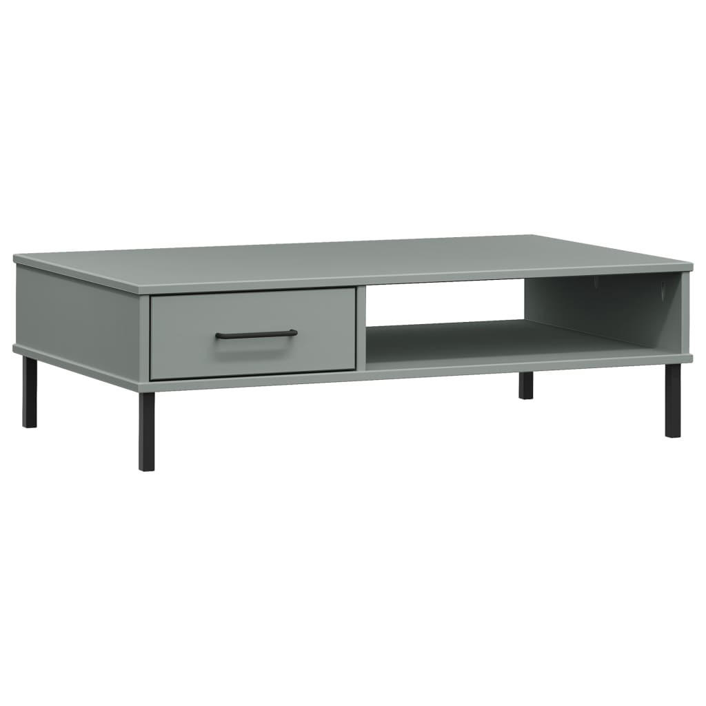 COUCHTISCH OSLO mit Metallbeinen Grau Massivholz Kiefer - Grau, Holz (100/55/29cm) - furnicato