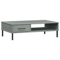 COUCHTISCH OSLO mit Metallbeinen Grau Massivholz Kiefer - Grau, Holz (100/55/29cm) - furnicato