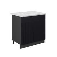 SPÜLENUNTERSCHRANK Fame-Line, Schwarz gestreift, 80 cm mit Regal, AP Marmor - Anthrazit/Schwarz, Holzwerkstoff (80/82/60cm) - Vicco
