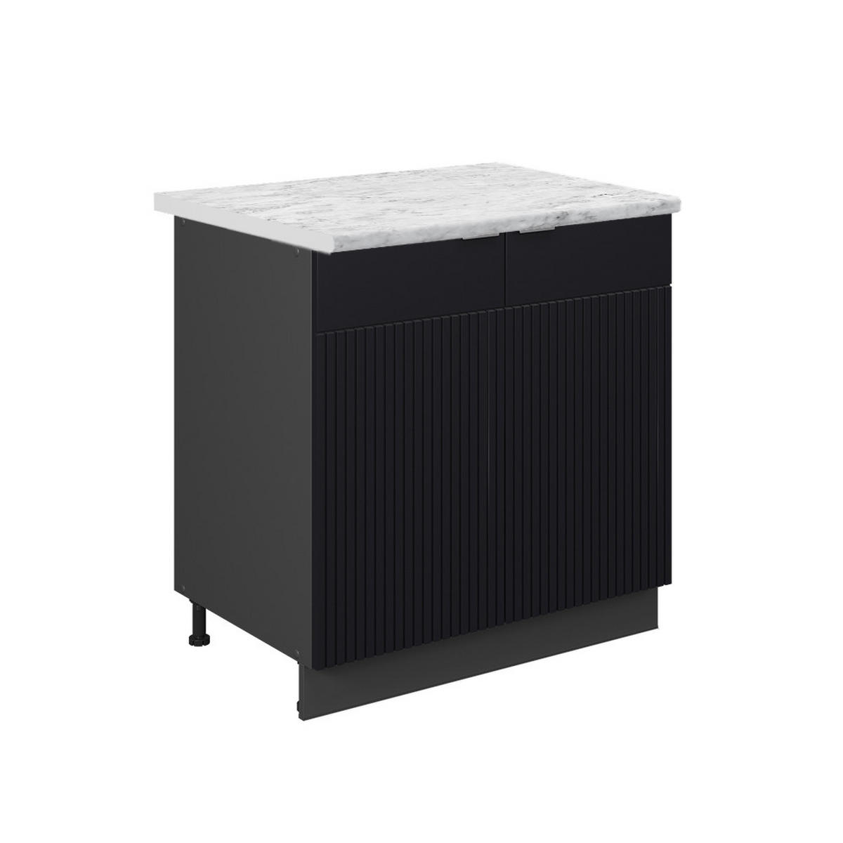 SPÜLENUNTERSCHRANK Fame-Line, Schwarz gestreift, 80 cm mit Regal, AP Marmor - Anthrazit/Schwarz, Holzwerkstoff (80/82/60cm) - Vicco