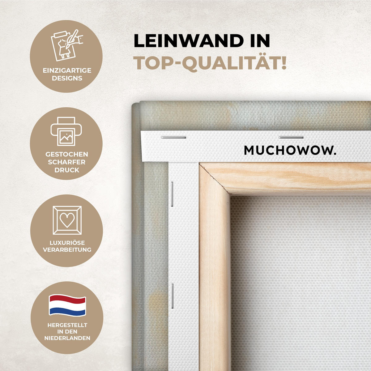 LEINWANDBILD Töpfe - Kräuter - Holz Wandbilder 80x60 cm - Terracotta, Textil (80/60cm) - MuchoWow