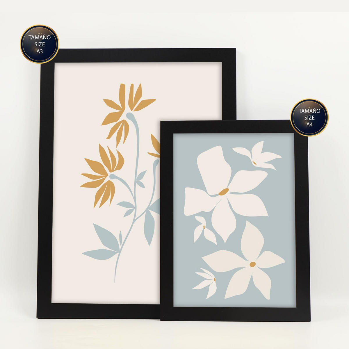 POSTER Set Mit 6 Blumenrahmen 1 In Blume Zusammenfassung Ästhetische Dekorative Gemälde Für Ihr Wohnzimmer Zuhause A3 & A4 Schwarzer Rahmen - Schwarz, Papier (29/3cm) - Nacnic