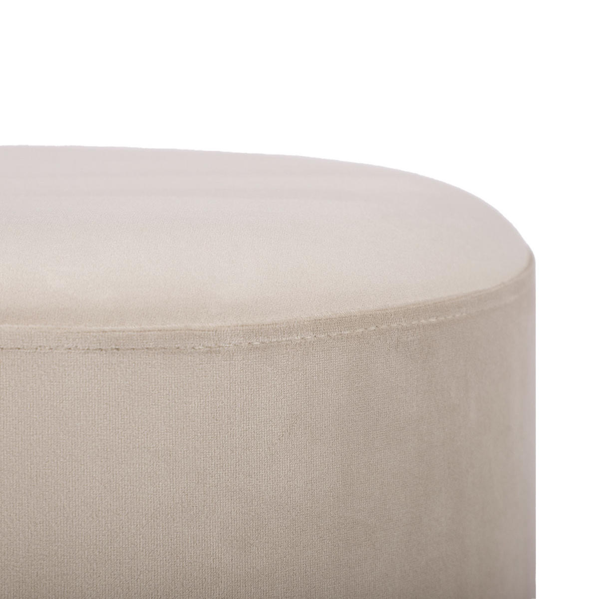 POUF Louise aus beigem Samt und goldenem Metall - Beige, Holzwerkstoff/Textil (35/44/35cm) - Sicaan