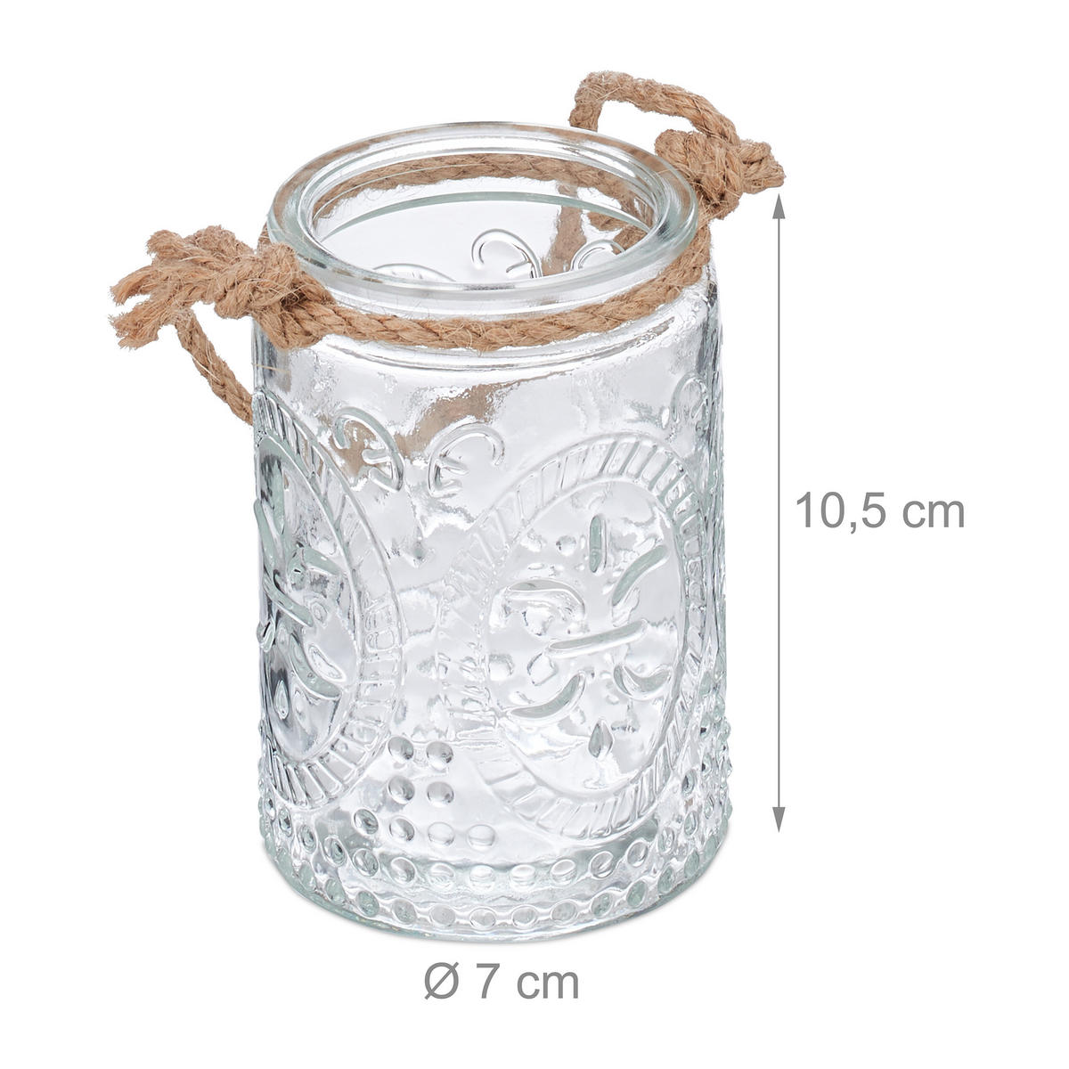 12XWINDLICHT - Transparent, Glas/Textil (7/10.5/7cm) - Relaxdays