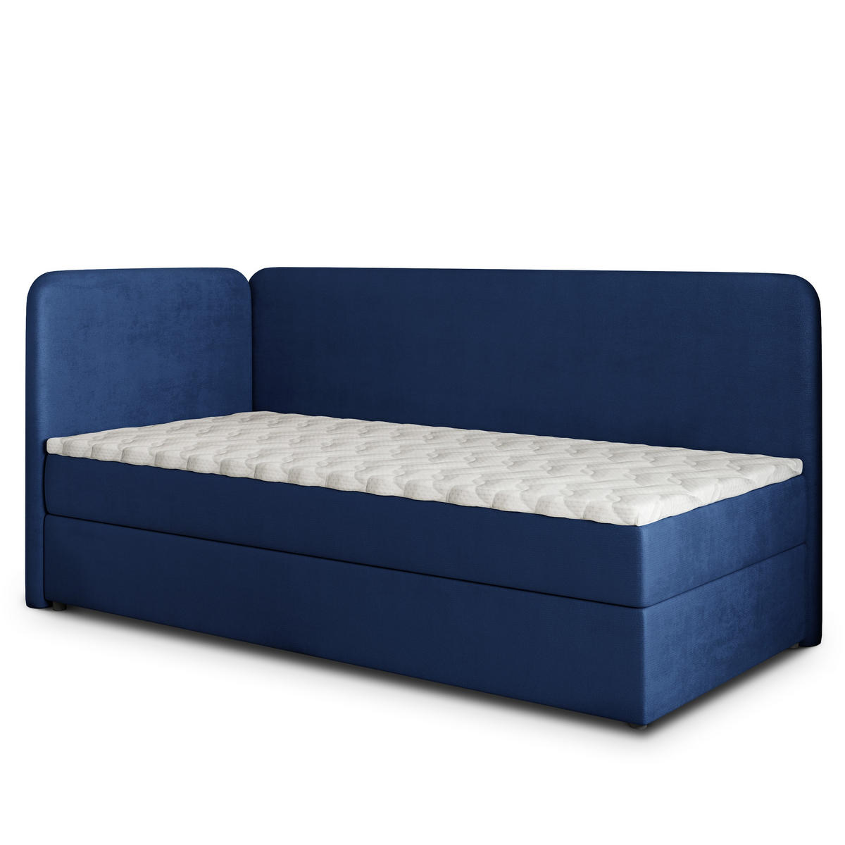 BOXBETT GINA 100x200 cm mit Matratze und Topper, H2+H3 - Blau - Blau, Holz (100/200cm) - MASSENO