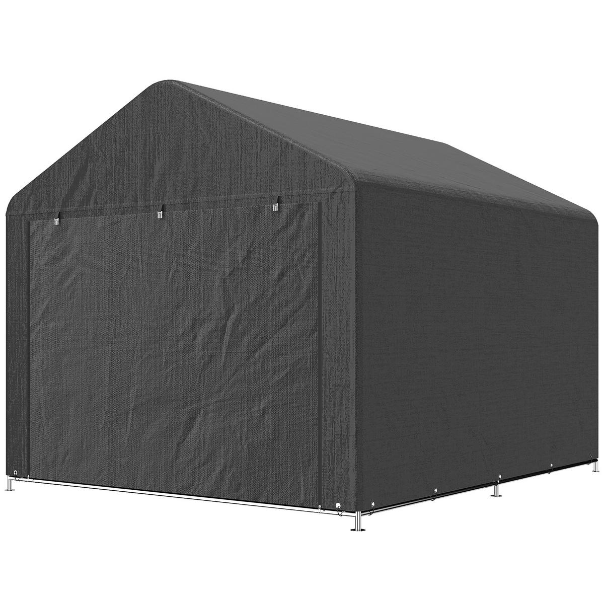 FAHRRADGARAGE DE-16886 200x238 cm mit Reißverschlusstür Dunkelgrau - Dunkelgrau, Kunststoff (200/183/238cm) - ComfortXL