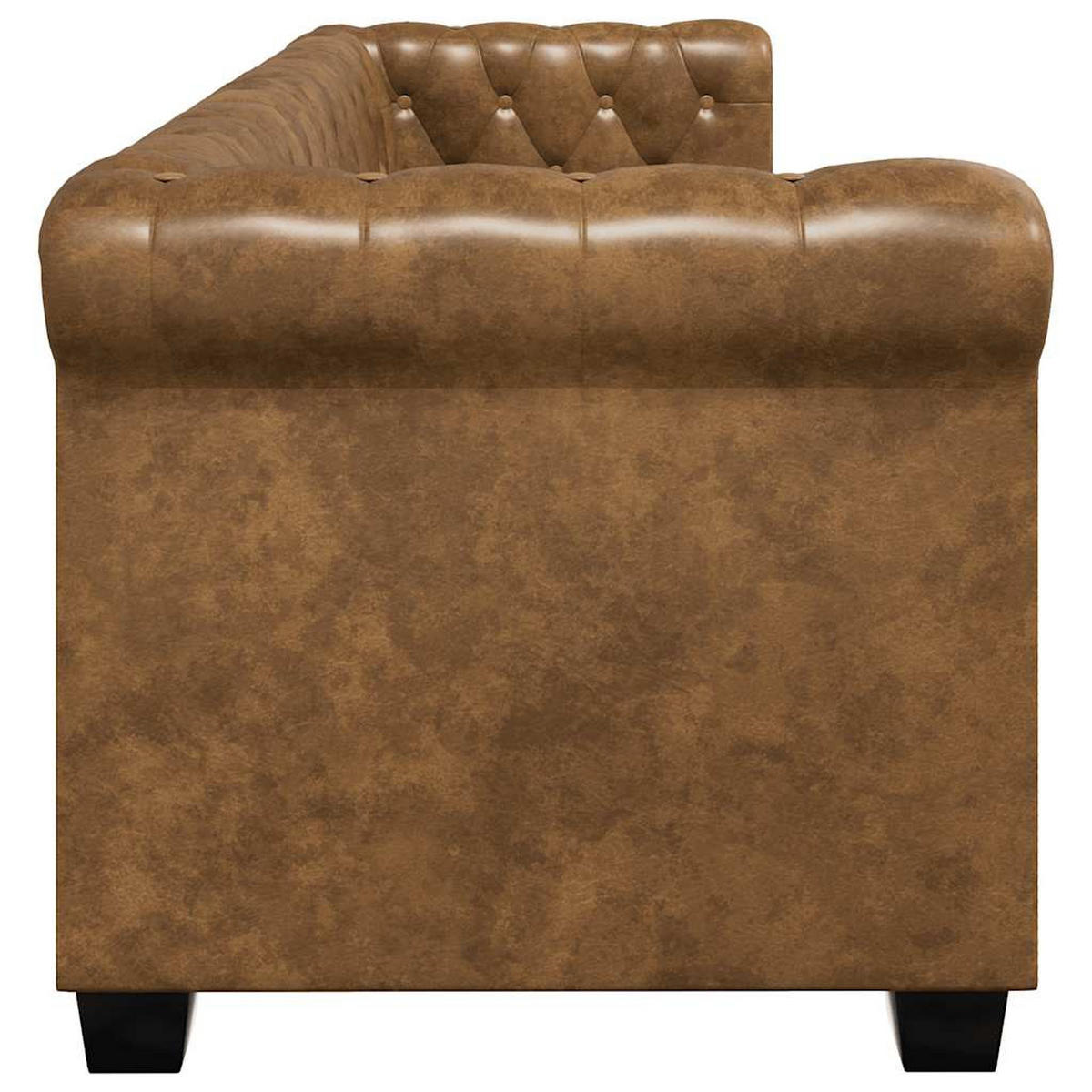 CHESTERFIELD-SOFA -Sitzer Und 3-Sitzer Braun - Braun, Leder (145.5/70/76cm) - vidaXL