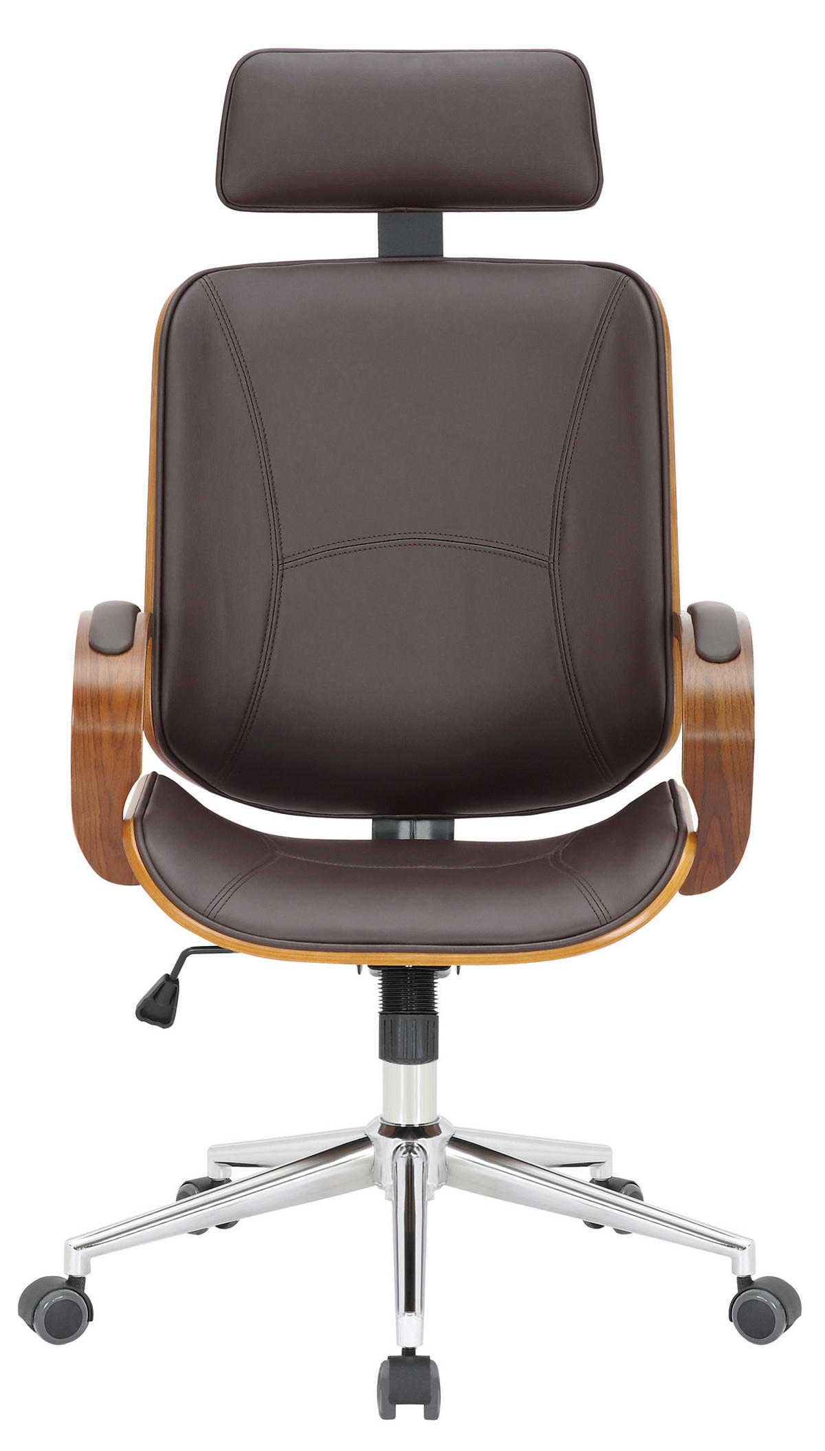 BÜROSTUHL KINGO 118x70x70 Walnuss/Braun Kunstleder - Braun, Leder/Metall (70/118/70cm) - DELUKE