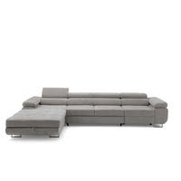 ECKSOFA ALONZO MAXI Links mit Schlaffunktion 125x195 Chenille Grau - Chromfarben/Grau, Holz/Textil (350/203cm) - Muffo