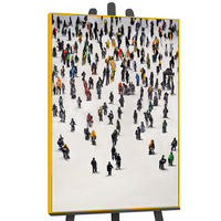 GEMÄLDE Kollektive Bewegung Schattenfugenrahmen Gelb 120x80 cm - Gelb, Holz (120/80cm) - YS-art gallery