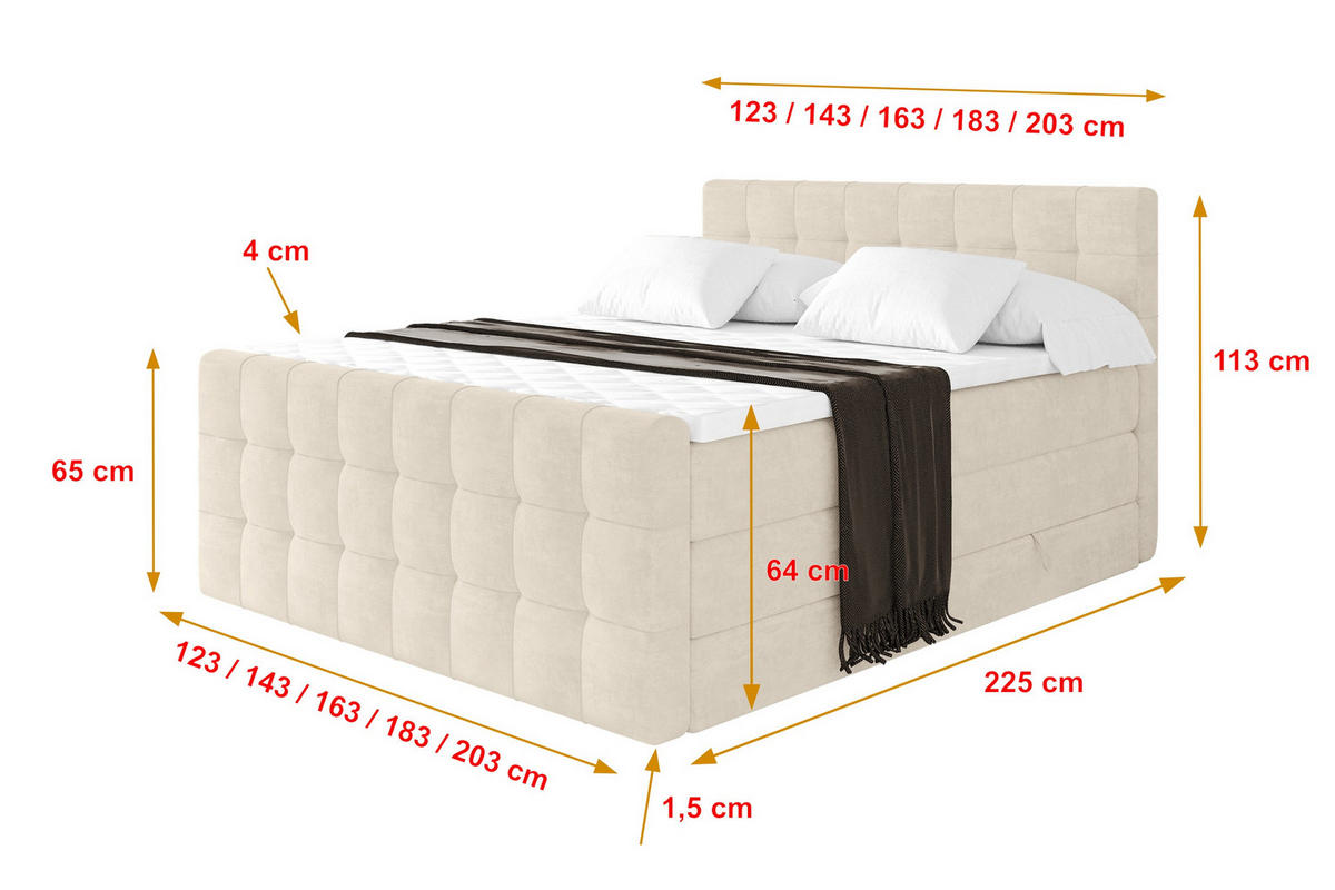 BOXSPRINGOVÁ POSTEL s matrací H3/H4 - IGAN-Z KING - 120x200 cm Béžová - béžová, kompozitní dřevo (123/200cm) - ALTDECOR