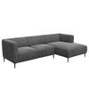 2,5-SITZER ECKSOFA mit Longchair - Schwarz/Grau, Textil/Metall (271/148cm) - home24
