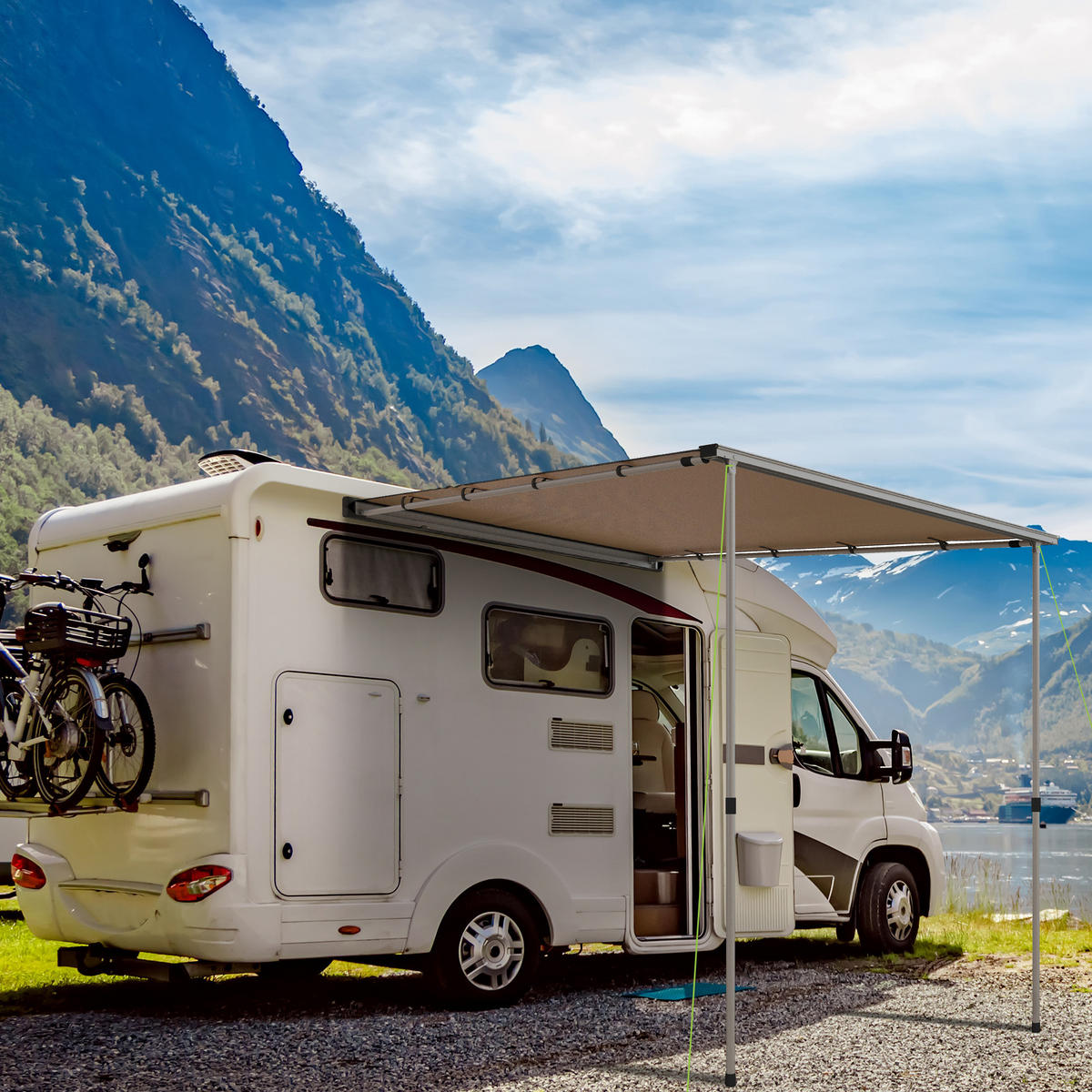 SONNENSEGEL für Wohnwagen aus Oxford und Aluminium Khaki - Beige, Textil (250/160cm) - Outsunny