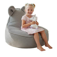 SITZSACK FÜR KINDER Maus 75/75/55 cm, weicher Bouclé 315 g/m², abnehmbarer Bezug, Pearl Grey - Hellgrau, Textil (75/55/75cm) - Dreamroots