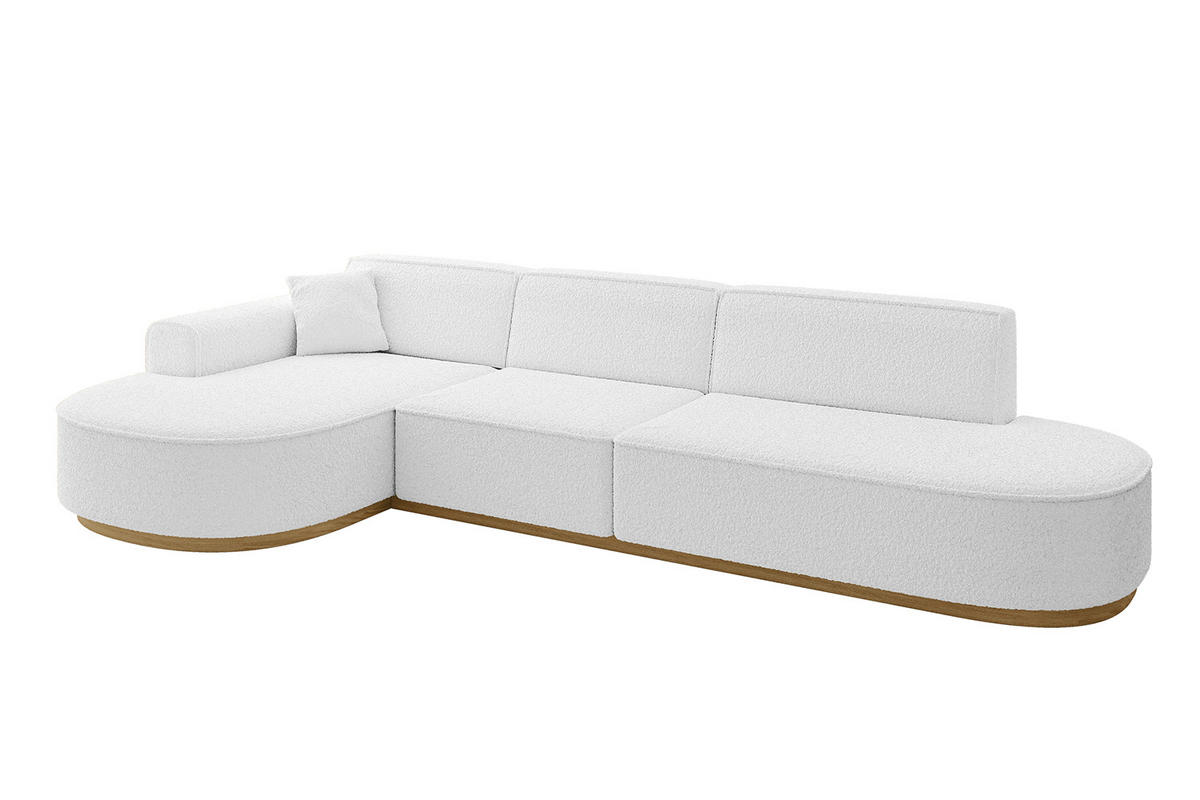 ECKSOFA Ottomane Links MARI-L2-v2 - 328x171x83 cm Weiß Bouclé - Weiß, Holzwerkstoff/Textil (328/171cm) - ALTDECOR