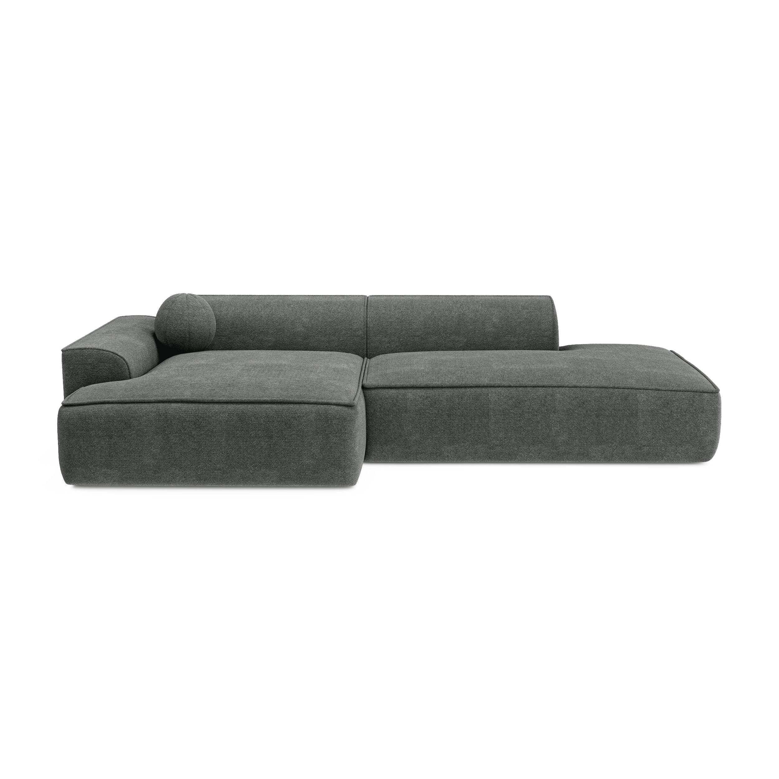 ECKSOFA LINKS Rastergewebe Anthrazitgrau 260cm - Dunkelgrau/Anthrazit, Textil (155/260cm) - Sia Home