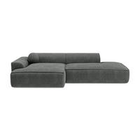 ECKSOFA LINKS Rastergewebe Anthrazitgrau 260cm - Dunkelgrau/Anthrazit, Textil (155/260cm) - Sia Home