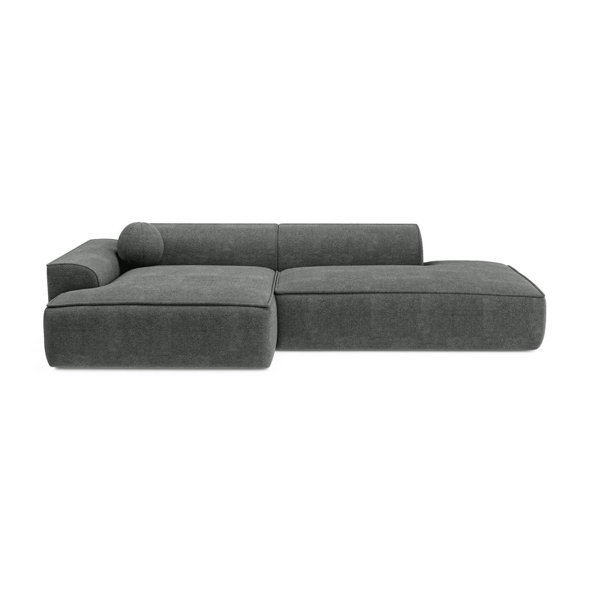 ECKSOFA LINKS Rastergewebe Anthrazitgrau 260cm - Dunkelgrau/Anthrazit, Textil (155/260cm) - Sia Home